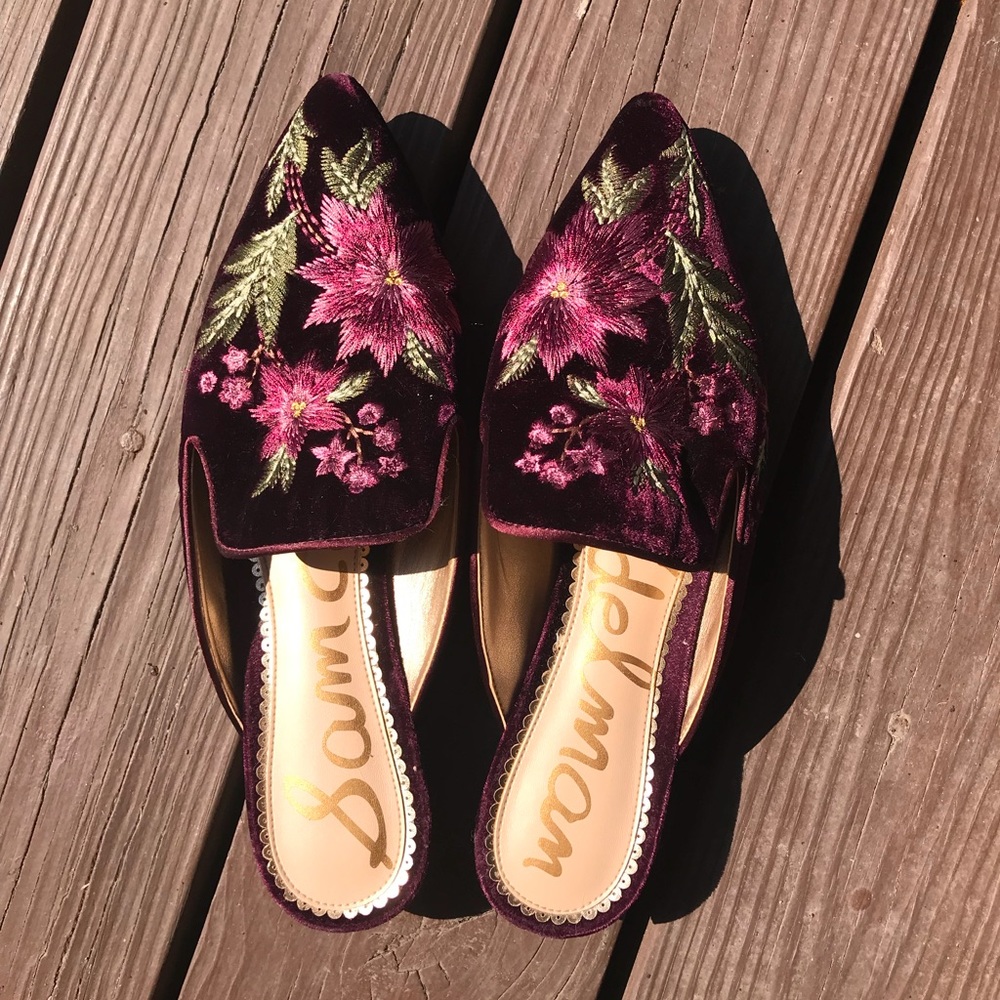 Sam Edelman Aven embroidered velvet mules